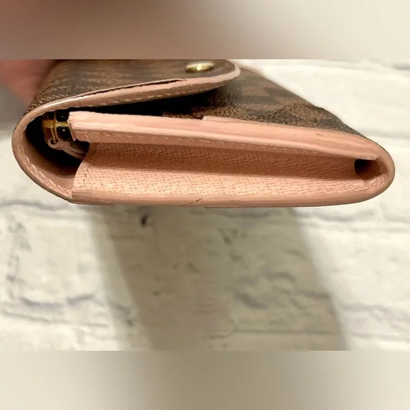 SOLD! ❌ Louis Vuitton Brown Damier Caissa Wallet With Pink Interior & Dust Bag - Picture 12 of 16